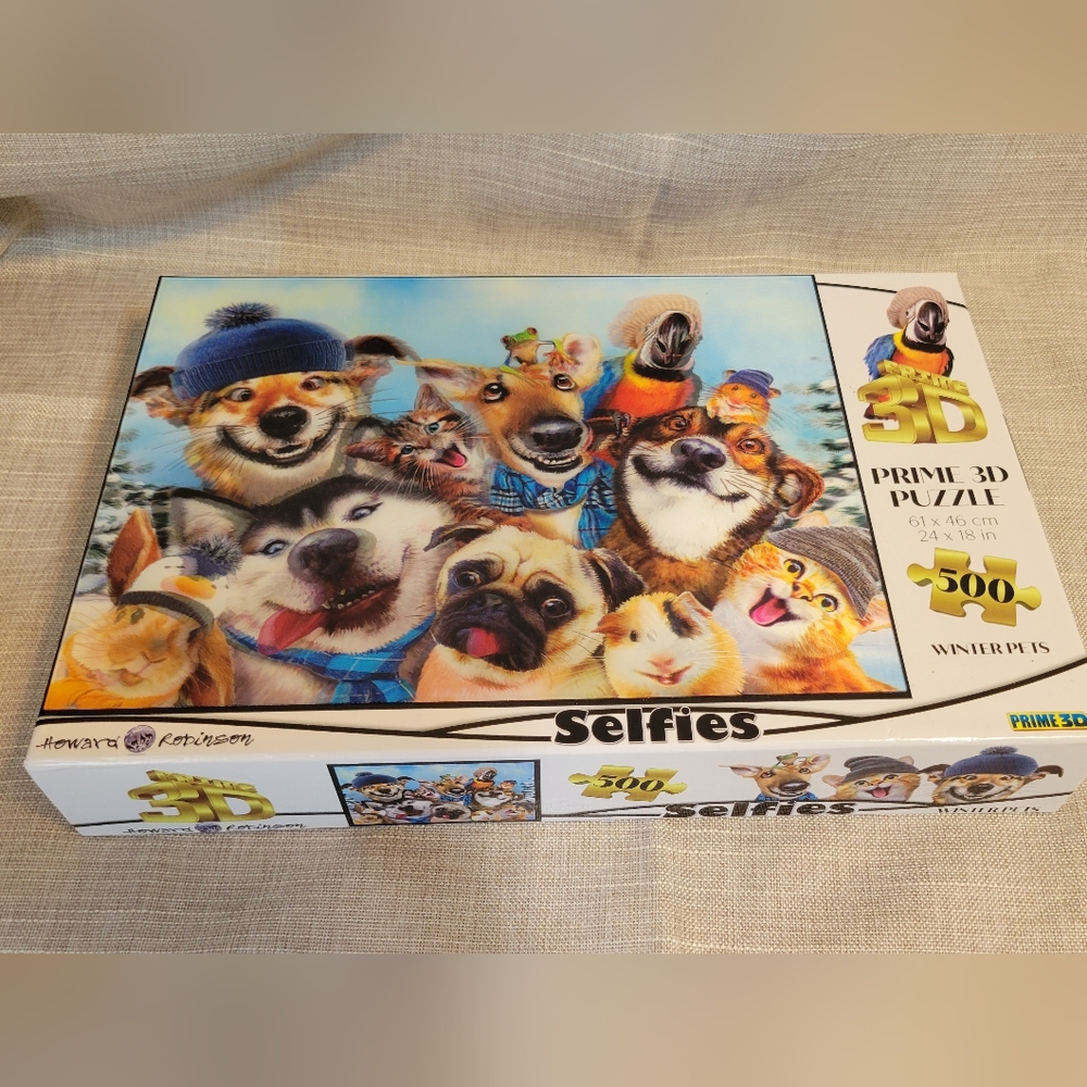 Howard Robinson "Winter Pets Selfies" Prime 3D Puzzle Dog Cats Birds Frog Rabbit